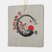 Zen Enso Circle en Sakura Branches Keramisch Ornament (Links)