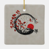 Zen Enso Circle en Sakura Branches Keramisch Ornament (Achterkant)