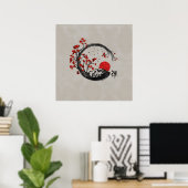 Zen Enso Circle en Sakura Branches Poster (Thuiskantoor)