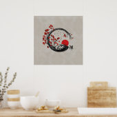 Zen Enso Circle en Sakura Branches Poster (Keuken)