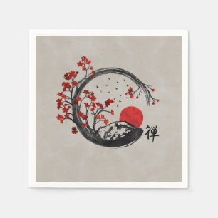 Zen Enso Circle en Sakura Branches Servet