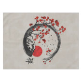 Zen Enso Circle en Sakura Branches Tafelkleed (Voorkant (Horizontaal))