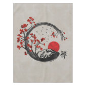 Zen Enso Circle en Sakura Branches Tafelkleed (Voorkant)