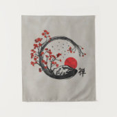 Zen Enso Circle en Sakura Branches Wandkleed (Voorkant)