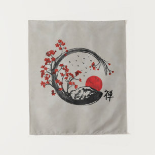 Zen Enso Circle en Sakura Branches Wandkleed