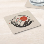 Zen Enso Circle en Sakura Tree Kartonnen Onderzetters (Schuin)