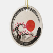 Zen Enso Circle en Sakura Tree Keramisch Ornament (Rechts)