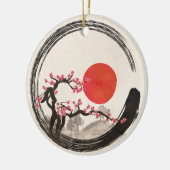 Zen Enso Circle en Sakura Tree Keramisch Ornament (Links)