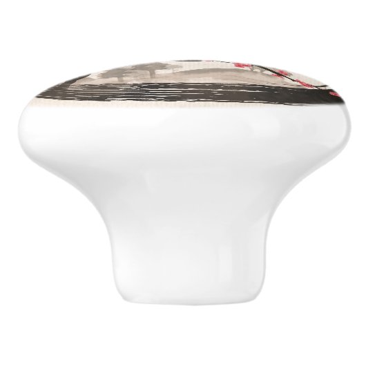 Zen Enso Circle en Sakura Tree Keramische Knop (Zijkant)