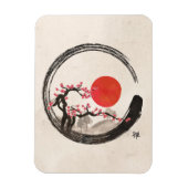 Zen Enso Circle en Sakura Tree Magneet (Verticaal)