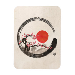 Zen Enso Circle en Sakura Tree Magneet