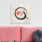 Zen Enso Circle en Sakura Tree op Canvas (Insitu (Woonkamer))