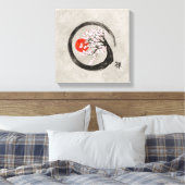 Zen Enso Circle en Sakura Tree op Canvas (Insitu (Slaapkamer))