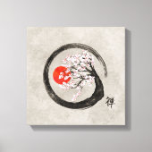 Zen Enso Circle en Sakura Tree op Canvas (Voorkant)
