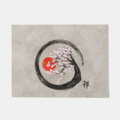 Zen Enso Circle en Sakura Tree op Canvas Deurmat (Voorkant)