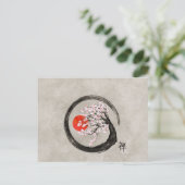 Zen Enso Circle en Sakura Tree op Canvas Feestdagenkaart (Staand voorkant)