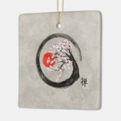 Zen Enso Circle en Sakura Tree op Canvas Keramisch Ornament (Links)