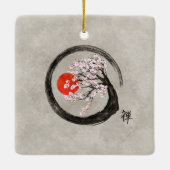 Zen Enso Circle en Sakura Tree op Canvas Keramisch Ornament (Achterkant)