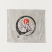 Zen Enso Circle en Sakura Tree op Canvas Wandkleed (Voorkant (horizontaal))