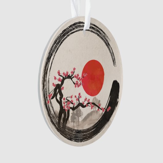 Zen Enso Circle en Sakura Tree Ornament (voorkant)