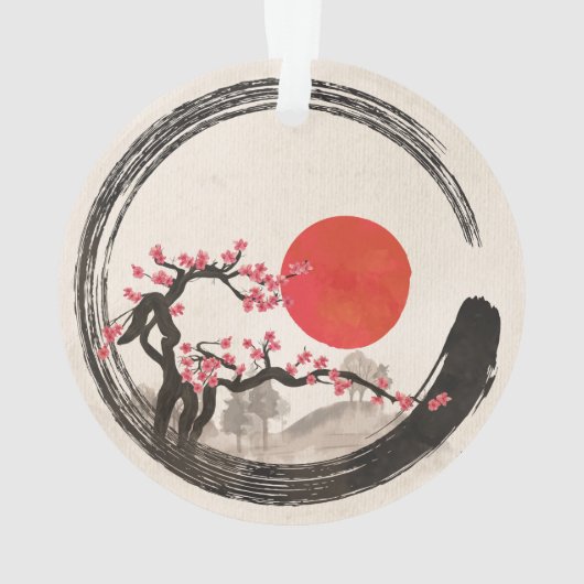 Zen Enso Circle en Sakura Tree Ornament (achterkant)