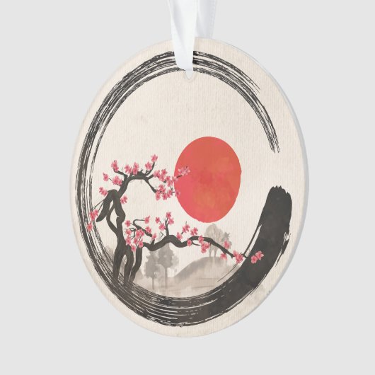 Zen Enso Circle en Sakura Tree Ornament (voorkant)