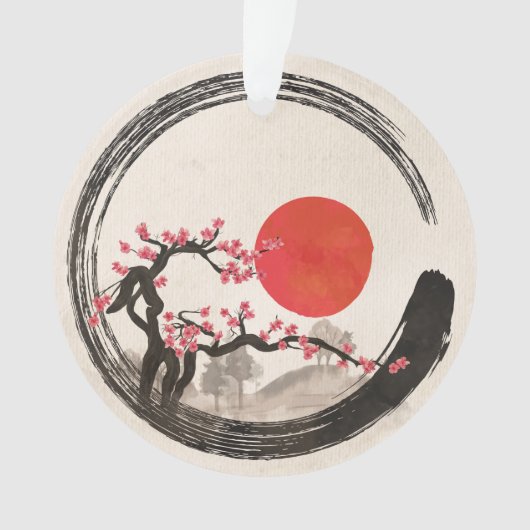 Zen Enso Circle en Sakura Tree Ornament (voorkant)