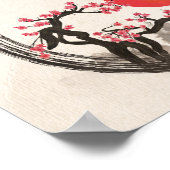 Zen Enso Circle en Sakura Tree Poster (Hoek)
