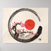 Zen Enso Circle en Sakura Tree Poster (Voorkant)
