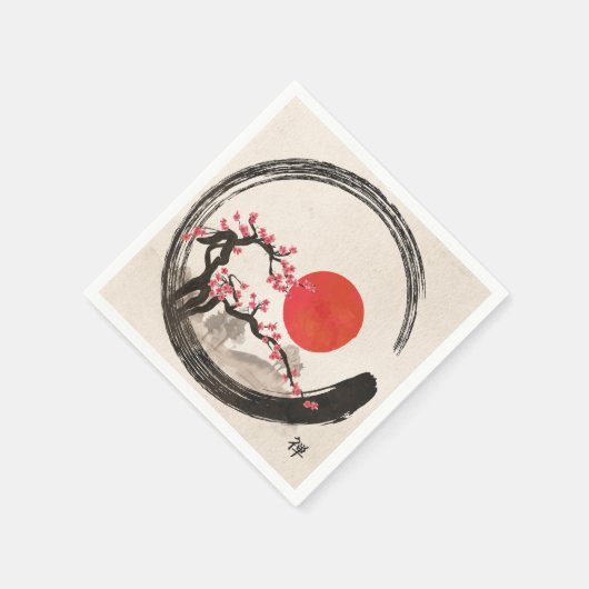 Zen Enso Circle en Sakura Tree Servet (Hoek)
