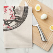 Zen Enso Circle en Sakura Tree Theedoek (Quarter Fold)