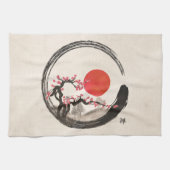 Zen Enso Circle en Sakura Tree Theedoek (Horizontaal)