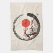 Zen Enso Circle en Sakura Tree Theedoek (Verticaal)