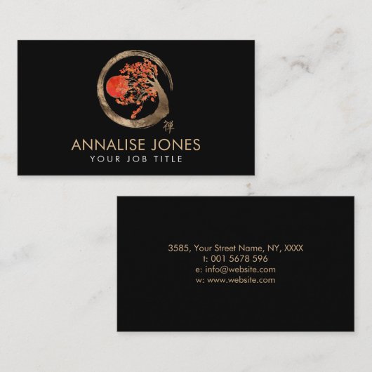 Zen Enso Circle en Sakura Tree Visitekaartje (Voorkant / Achterkant)