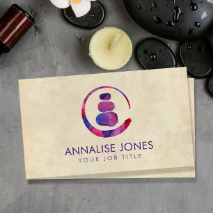 Zen Enso Circle en Zen-stenen - Paarse waterverf Visitekaartje