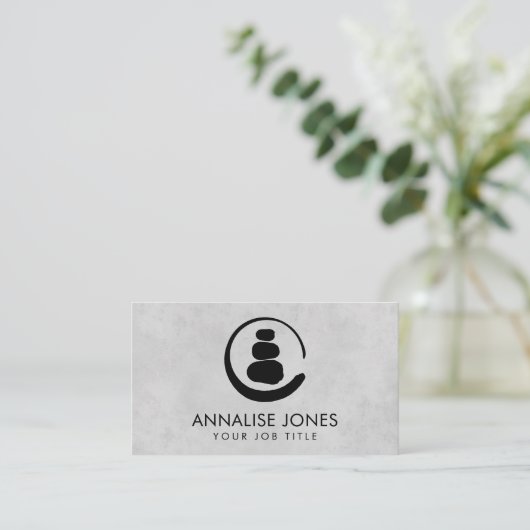 Zen Enso Circle en Zen-stenen Visitekaartje (Staand voorkant)