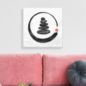 Zen Enso Circle en Zen stenen - Waterverf Canvas Afdruk (Insitu (Woonkamer))