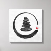 Zen Enso Circle en Zen stenen - Waterverf Canvas Afdruk (Voorkant)