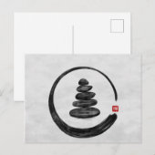Zen Enso Circle en Zen stenen - Waterverf Feestdagenkaart (Voorkant / Achterkant)