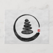 Zen Enso Circle en Zen stenen - Waterverf Feestdagenkaart (Voorkant)