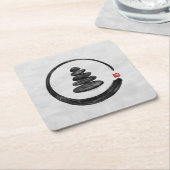 Zen Enso Circle en Zen stenen - Waterverf Kartonnen Onderzetters (Schuin)
