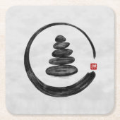 Zen Enso Circle en Zen stenen - Waterverf Kartonnen Onderzetters (Voorkant)