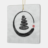 Zen Enso Circle en Zen stenen - Waterverf Keramisch Ornament (Links)