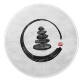 Zen Enso Circle en Zen stenen - Waterverf Keramische Knop (Voorkant)