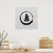 Zen Enso Circle en Zen stenen - Waterverf Poster (Keuken)