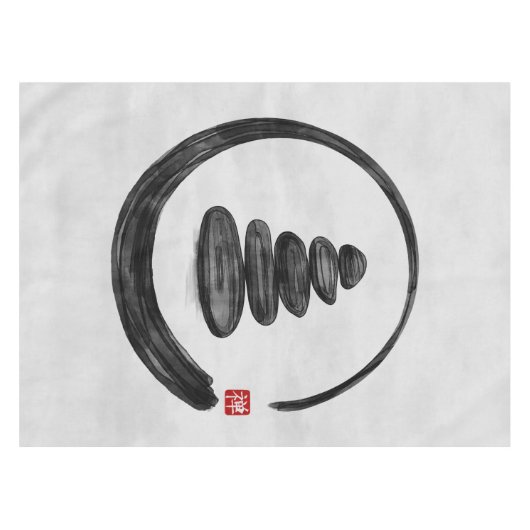 Zen Enso Circle en Zen stenen - Waterverf Tafelkleed (Voorkant (Horizontaal))
