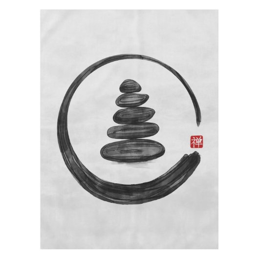 Zen Enso Circle en Zen stenen - Waterverf Tafelkleed (Voorkant)