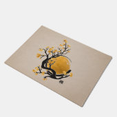Zen Enso Circle, Golden Sun and Sakura Blossom Deurmat (Schuin)