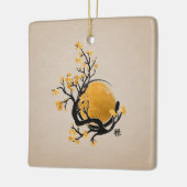 Zen Enso Circle, Golden Sun and Sakura Blossom Keramisch Ornament (Links)