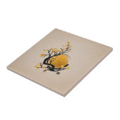 Zen Enso Circle, Golden Sun and Sakura Blossom Tegeltje (Zijkant)